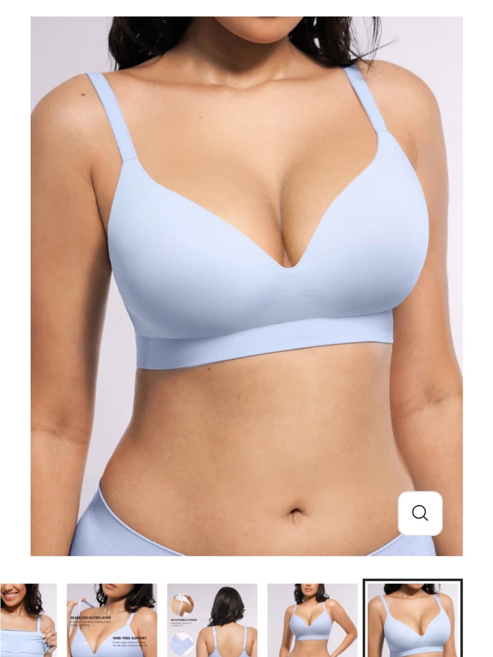 Smooth Light Blue Wireless Everyday Bra with Gentle Lift